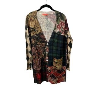Vilagallo Anthropologie Women’s Multi Plaid Knitted Cardigan Multi Size XS